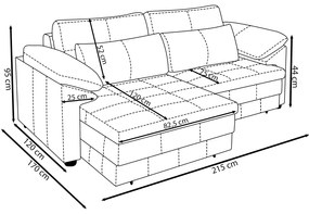 Sofá Retrátil Manual Sala de Estar Nolan Bipartido 215cm Conforto Premium em Couro Wine Vinho G58 - Gran Belo