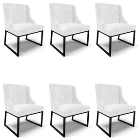 Cadeira Sala de Jantar Industrial Preto kit 6 Liz Sint PU D03 - D'Rossi - Branco