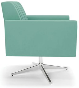 Poltrona Giratória Viena Gomada Suede Base Cromada D03 - D'Rossi - Azul Turquesa