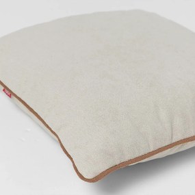 Almofada Boucle Areia Com Debrun Terracota - 50x50cm