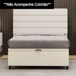 Base para Cama Box Baú Casal 138x188cm Hit Z04 Sintético Bege - Mpozen