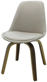 Cadeira Lis Eames Revestida Tecido Bege Base Madeira Mescla - 51148 Sun House