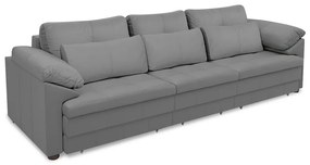 Sofá Retrátil Manual Sala de Estar Nolan Bipartido 257cm Conforto Premium em Couro Cinza G58 - Gran Belo