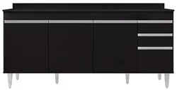 Balcão Gabinete 180cm com Tampo Dallas Preto - Lumil