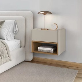 Mesa De Cabeceira Florença Off White/Cedro - Casa D Móveis