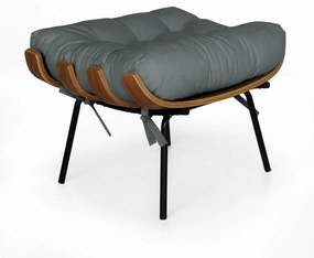Puff Decorativo Sala de Estar Costela Rib Suede Cinza Grafite