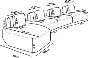 Sofá 4 Lugares Orgânico com Chaise e 3 Módulos Berlim Bouclê Caramelo K01 - D'Rossi