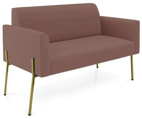 Sofá Namoradeira 2 Lugares Pé de Ferro Dourado Marisa Veludo D03 - D'Rossi - Rose