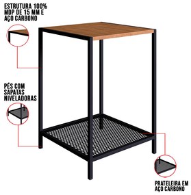 Mesa Lateral New 40 cm Vermont e Preto - D'Rossi