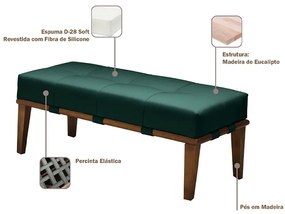Puff Decorativo 100cm Martínez Veludo Pés Madeira Verde/Mel G62 - Gran Belo