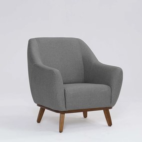 Poltrona Decorativa Pauline D07 Base Madeira Linho Mescla Cinza - D'Rossi