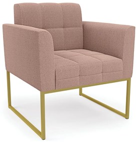 Poltrona Sala de Estar Industrial Dourado Elisa Bouclê D03 - DRossi - Rose