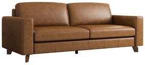 Sofá 3 Lugares Sala de Estar Recepção 260cm Presley Couro Caramelo G52 - Gran Belo