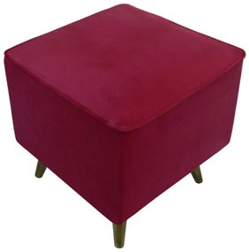 Puff Quadrado Modena Sigma em Suede com Pés Palito Inclinado - Vinho