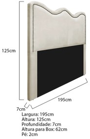Cabeceira King Bari P02 195 cm para cama Box Linho - ADJ Decor