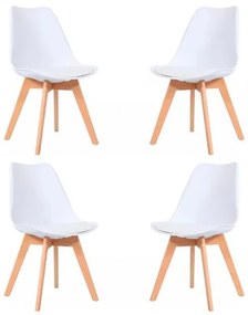 Kit 04 Cadeiras Siena Branca Base Madeira Natural - 73432 Sun House
