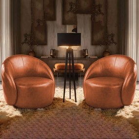 Poltrona Decorativa Orgânica Giratória kit 2 Lua Sintético PU D03 - D'Rossi  - Nozes