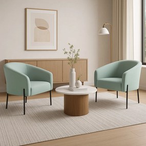 Poltrona Decorativa Pé de Ferro Preto Kit 2 Stella Cotelê Ext/Veludo D03 - D'Rossi - Menta
