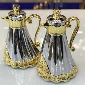 Conjunto de Garrafas Términas 1 Litro e 700 ML Sophie Luxo Quente Frio Inox Prata/Dourada G95 - Gran Belo