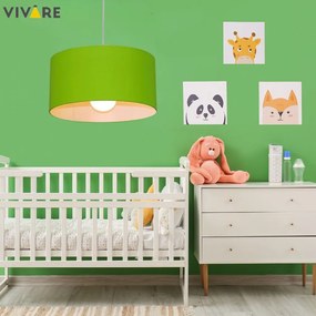 Lustre Pendente Cilíndrico MD-4052 Cúpula em Tecido 50x21cm Verde Limão - Bivolt