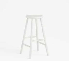 Banqueta Alta em Madeira Maciça 75cm Branco Marin Brasil