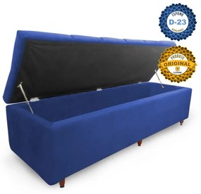 Calçadeira Baú Casal 140cm Veneza Suede Azul - Sheep Estofados