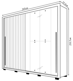 Guarda Roupa Marajó 245cm Ripado 2 Portas de Correr e 4 Gavetas com Espelho MDP Branco G11 - Gran Belo