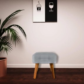 Puff Decorativo Pés Palito Karen Suede Cinza G19 - Gran Belo