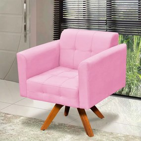 Poltrona Decorativa Giratória MM30 Elisa Suede Rosa Bebê D03 - D'Rossi