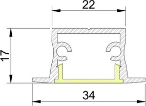 Perfil Embutir Para Fita Led Garbo 225Cm 3,4X225X1,7Cm | Usina 30030/2... (BT - Branco Texturizado)