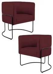 Kit 2 Poltronas Decorativas Base Aço Betina C-278 Veludo Marsala - Dom
