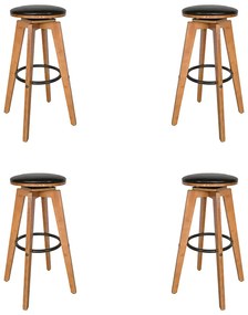 Kit 4 Banquetas Decorativas Hetfield PU Madeira c/Apoio para os Pés Base Giratória G56 - Gran Belo