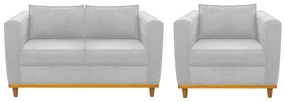 Kit Sofá 2 Lugares e Poltrona Europa Corano Branco ADJ Decor