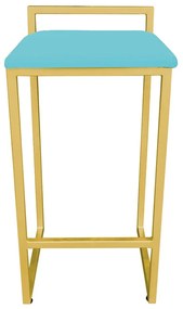 Banqueta Pietra Suede Base Dourado - Azul Turquesa