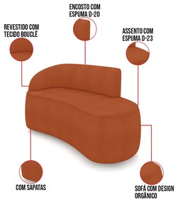 Sofá 2 Lugares Orgânico 140cm Morgan e Poltrona Lua Bouclê D03 - D'Rossi - Terracota