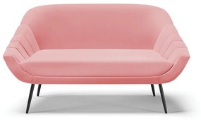 Kit 01 Namoradeira 02 Lugares e 02 Poltronas Giovana Suede Rosê Pés Palito De Ferro - D'Rossi