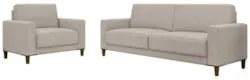 Sofá 3 Lugares 214cm Com 01 Poltrona Zaire Z32 Linho Areia - Mpoze