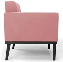 Poltrona Decorativa Base Madeira Preto Ana Suede Rosê - Ibiza