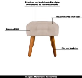 Kit 2 Puffs Decorativos Pés Palito Karen Suede Bege G19 - Gran Belo