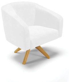 Poltrona Decorativa Giratória MA30 Stella Sintético PU Branco D03 - D'Rossi - Branco