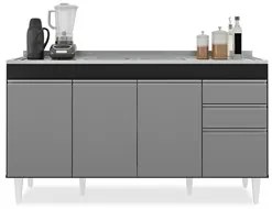 Armário de Cozinha Modulado de Canto Direito 4 Peças CP42 com Pia Inox
