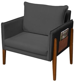 Poltrona Decorativa Milão Luxo Sala, de Estar, Quarto, Decoração - Maltak Decor - Cinza Grafite