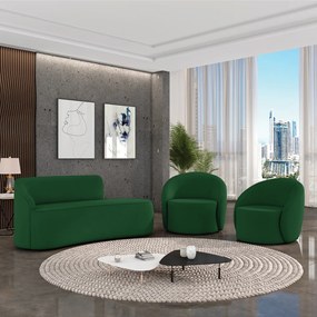 Sofá 2 Lugares Orgânico 140cm Morgan e 2 Poltronas Lua Suede D03 - D'Rossi - Verde