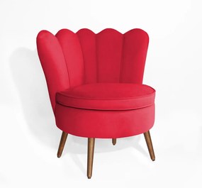 Poltrona Decorativa Dália Pés Palito Veludo Vermelho