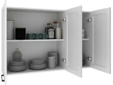 Armário Cozinha Aéreo 120cm Com 3 Portas Zaya Branco T01    - Mpozenat