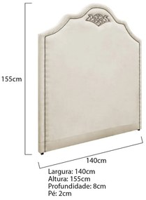 Cabeceira Casal Orlando P02 140 cm para cama Box Corano - ADJ Decor