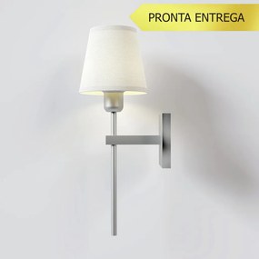 Arandela Tocha Longa Cúpula Tecido 01Xe27 Mini Bulbo G45 - Qimporta Ar... (CINZA / PRATA)