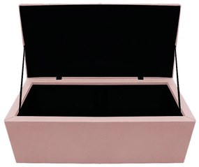 Recamier Baú Estofada Mel 90 cm Solteiro Com Capitonê  Suede Rosê - ADJ Decor