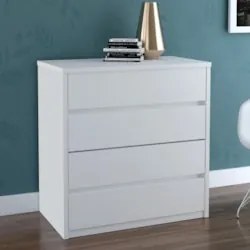 Cômoda Quarto Solteiro 4 Gavetas Blank F04 Branco - Mpozenato