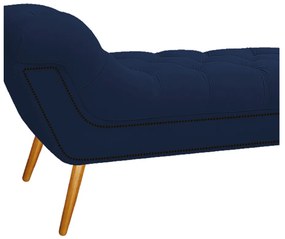Calçadeira Estofada Veneza 160 cm Queen Size Suede Azul Marinho - ADJ Decor